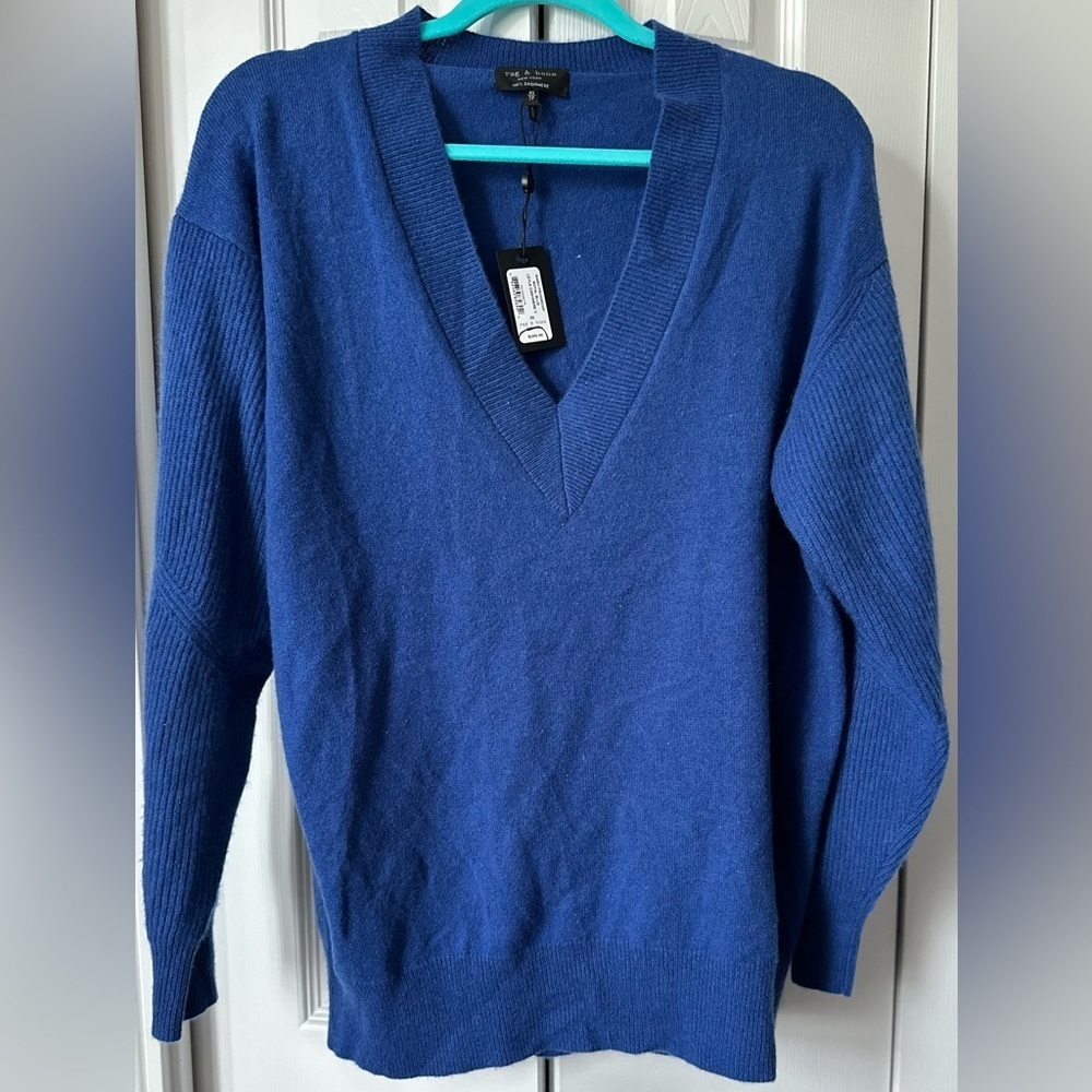 DISCONTINUED Rag & Bone Leyla 100% Cashmere V Neck Sweater NWT XS Blue